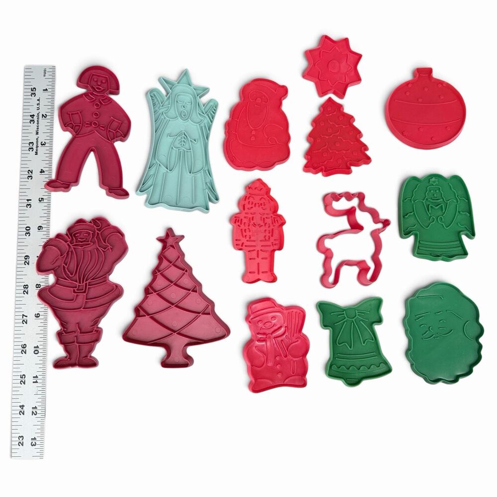 Vtg Christmas Cookie Cutters Mixed Lot 14 Santa Angel Tree Reindeer Nutcracker
